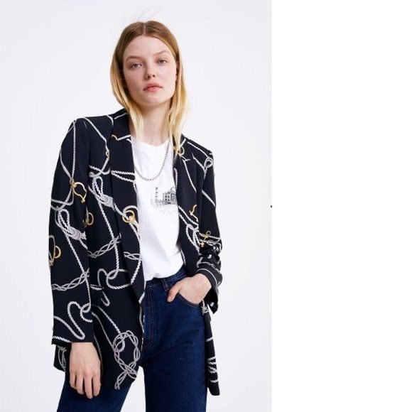 chain print blazer